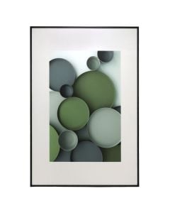 Printed picture, "Abstract", MDF frame, green/white, 40x60 cm