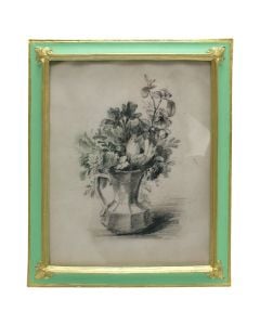 Decorative frame, resin, green/gold, 15.5x20.5 cm