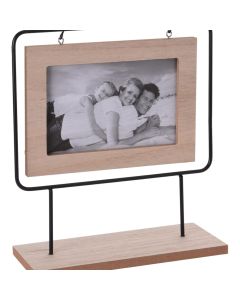 Kornizë fototsh, druri/metalike, e zezë/natyrale, 20.8x8xH23 cm