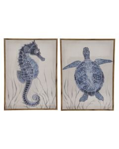 Decorative canva, mdf frame, white/blue, 30x2.3xH40 cm