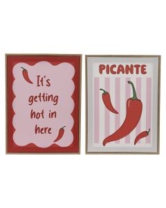 Decorative canva, mdf frame, red/white, 30x2.5xH40 cm