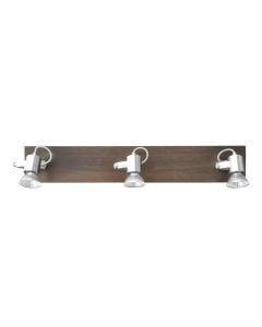Bar 3 spot GU10 3X50W, satin chrome with dark wood decoration, bulb incl.