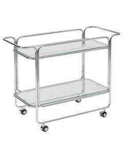 Kitchen trolley, metal structure, tempered glass surface, silver, 92x40xH71 cm