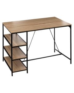 Tavolinë bari me 3-rafte, melaminë/çelik, natyrale/e zezë, 140x80xH103 cm