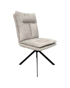 Dining chair, 180 degree auto-return swivel, foam cover with chenille, metal frame+plywood, metal tube with powder coating finish, grey/black, 46x66xH90 cm