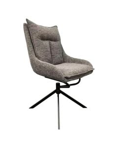 Dining chair, 180 degree auto-return swivel, woven fabric covered, metal frame+plywood, metal tube with powder coating finish, grey/black, 55x63xH89/48.5 cm