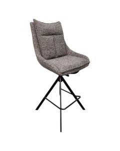 Karrige ngrënie, me rrotullim 360 gradë, tapiceri tekstili (të endur), kornizë metalike+dru, strukturë metalike, gri/e zezë, 52x58xH111/74.5 cm