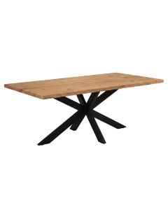 Dining table, MDF surface (38 mm, with paper veneer) , metal legs with powder coating, natural wood (black structure), 160x90xH75 cm
