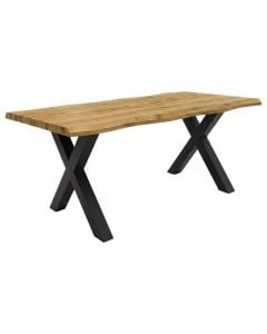 Dining table, MDF surface (55 mm, with paper veneer) , metal legs with powder coating, natural wood (black structure), 160x90xH75cm