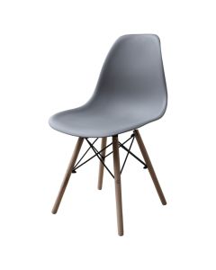 Dining chair, polypropylene (PP), steel tube with powder coating, beech wood legs, light grey, 46x50xH82 cm