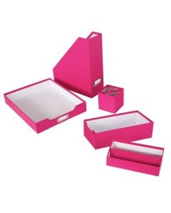 Desk set office boxes 5 pieces pink.