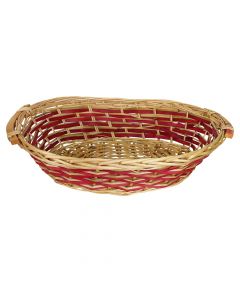 Wicker basket, willow, red/brown, 49x40xH13 cm