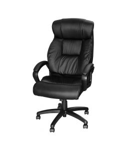 Office chair with casters, plastic structure, PU cover, black, 69x76xH117-129 cm