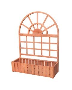 Wooden Fence 116x3.5xH156cm + flower box 116x28.4xH42cm- tea colored