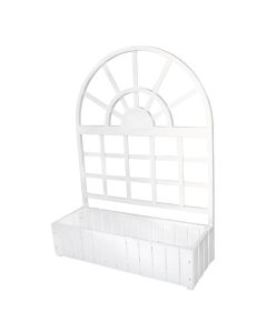 Gardh druri i trajtuar 116x3.5xH156cm, me vazo lulesh 116x28.4xH42cm, ngjyra e bardhë