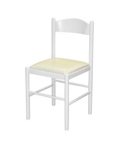 Dining chair, NISA, wooden structure, PU upholstery, white/cream, 41.5x42xH82.5 cm