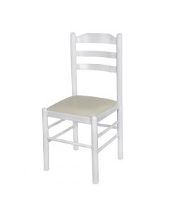 Dining chair, NISA, wooden structure, PU upholstery, white/cream, 42x42xH94 cm