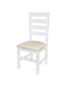 Dining chair, ANISA, wooden structure, PU upholstery, white/cream, 46x43xH99 cm
