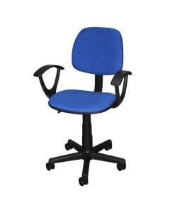 Office chair with casters, plastic structure, textile upholstery, blue, 55x49xH77.5-89 cm