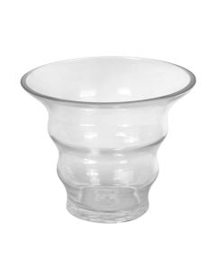 Vazo dekorative lulesh, qelq, transparente, Ø18.5 xH15 cm