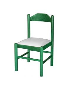 Wooden kids chair 33.5x33.5xH60cm green color & cream seating