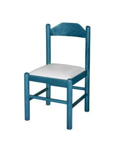 Wooden kids chair 33.5x33.5xH60cm blue color & cream seating