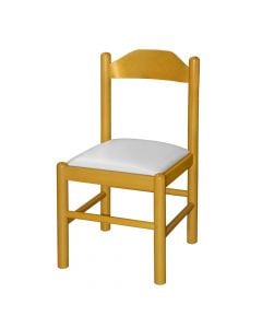 Wooden kids chair 33.5x33.5xH60cm yellow color & cream seating