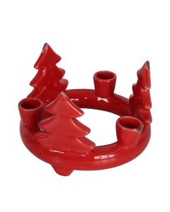 Candle holder, ceramic, red, Ø16.5 xH11.5 cm