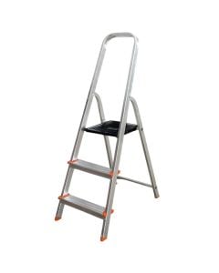 Aluminium ladder with 3 steps, 128 cm, aluminium