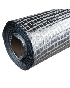 Aluminum insulating membrane, 1.5x50 m/roll, weight 100 gr/m2, thickness 2 mm.