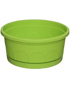 Round flower pot, LEADER, plastic, green, Ø30 xH13 cm