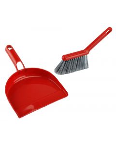Cleaning duspan, "Arix", with handle and brush, no seal, plastic, red, 34x22x8 cm