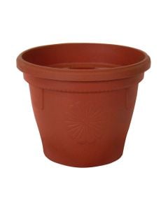 Vazo lulesh rrethore, GERBER, plastike, terrakotë, Ø12 xH10 cm