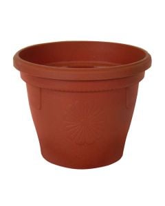 Vazo lulesh rrethore, GERBER, plastike, terrakotë, Ø14 xH12.5 cm