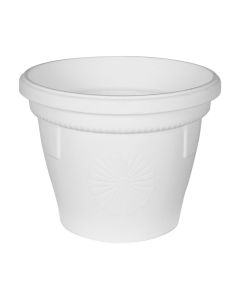 Round flower pot, GERBER, plastic, white, Ø14 xH12.5 cm