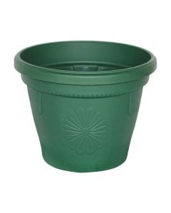 Vazo lulesh rrethore, GERBER, plastike, jeshile errët, Ø14 xH12.5 cm