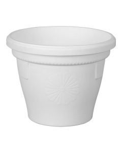 Vazo lulesh rrethore, GERBER, plastike, e bardhë, Ø20 xH17.5 cm