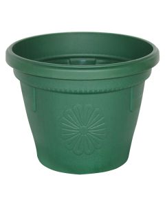 Vazo lulesh rrethore, GERBER, plastike, jeshile errët, Ø30 xH27 cm