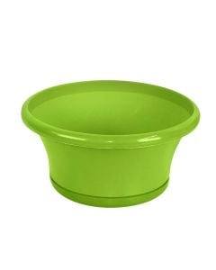Round flower pot, RECORD, plastic, green, Ø25 xH12.5 cm