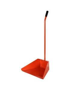 Cleaning duspan, "Biacchi", with stick and brush, zinc, red, 33x70 cm