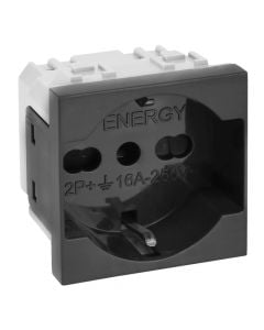 16A 250V Universal socket unit with graphite grey cover