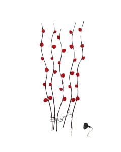 30L white LED (6L*5) WILLOW LIGHTS WITH RED CHINESE LATERNS, 5 BRANCHES; BRANCH DISTANCE: 30 CM; HIGH: 120 CM; WITH IP20 24V GS TRANSFORMER