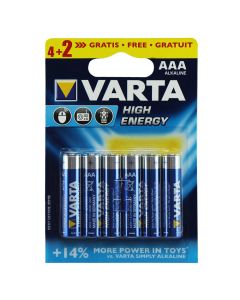 Bateri, 1.5V, AAA, blister 6 (4+2), High Energy