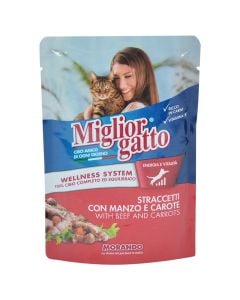 Ushqim për mace, Miglior Gatto, 100gr, me mish dhe karrote