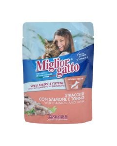 Ushqim për mace, Miglior Gatto, me salmon dhe ton, 100 gr