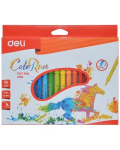 Colored markers for children, ColoRun, Deli, plastic and fiber, 15x19.5x1 cm, miscellaneous, 18 pieces