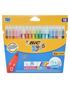 Colored markers for kids, Kid Couleur, Kids, Bic, plastic, 20x17.7x1.2 cm, orange and blue, 18 pieces