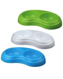 Dopio tas ushqimi për qen dhe mace TRIXIE, me këmbë gome, 2x0.2 Lt,10 cm, (ngjyra të ndryshme)