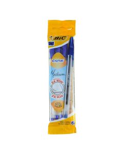 Set with pens, Cristal, Bic, plastic, 21x5.5x1 cm, yellow and blue, 4 pieces