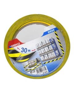 Adhesive barrier tape, Geko, Sicur, 50 mm x 30 m, black/yellow